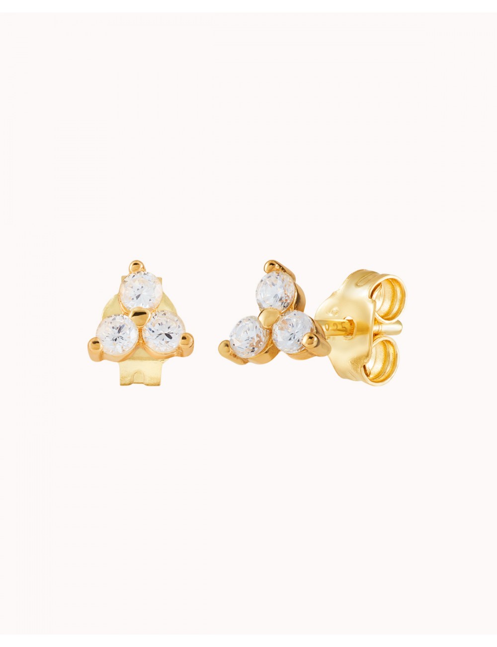 Pendientes stud pequeños con 3 circonitas