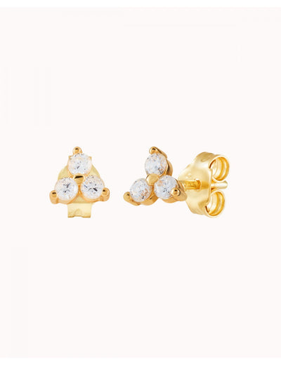 Petites boucles d'oreilles à tige avec 3 zircons