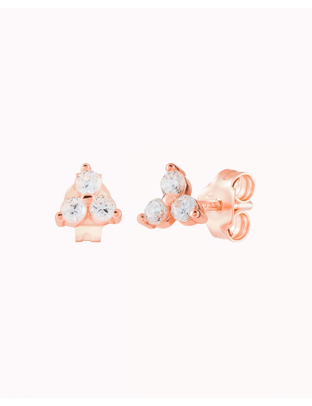 Pendientes stud pequeños con 3 circonitas