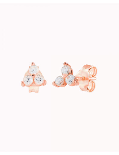 Petites boucles d'oreilles à tige avec 3 zircons