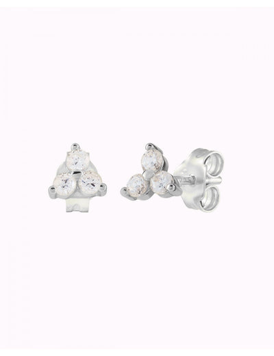 Petites boucles d'oreilles à tige avec 3 zircons