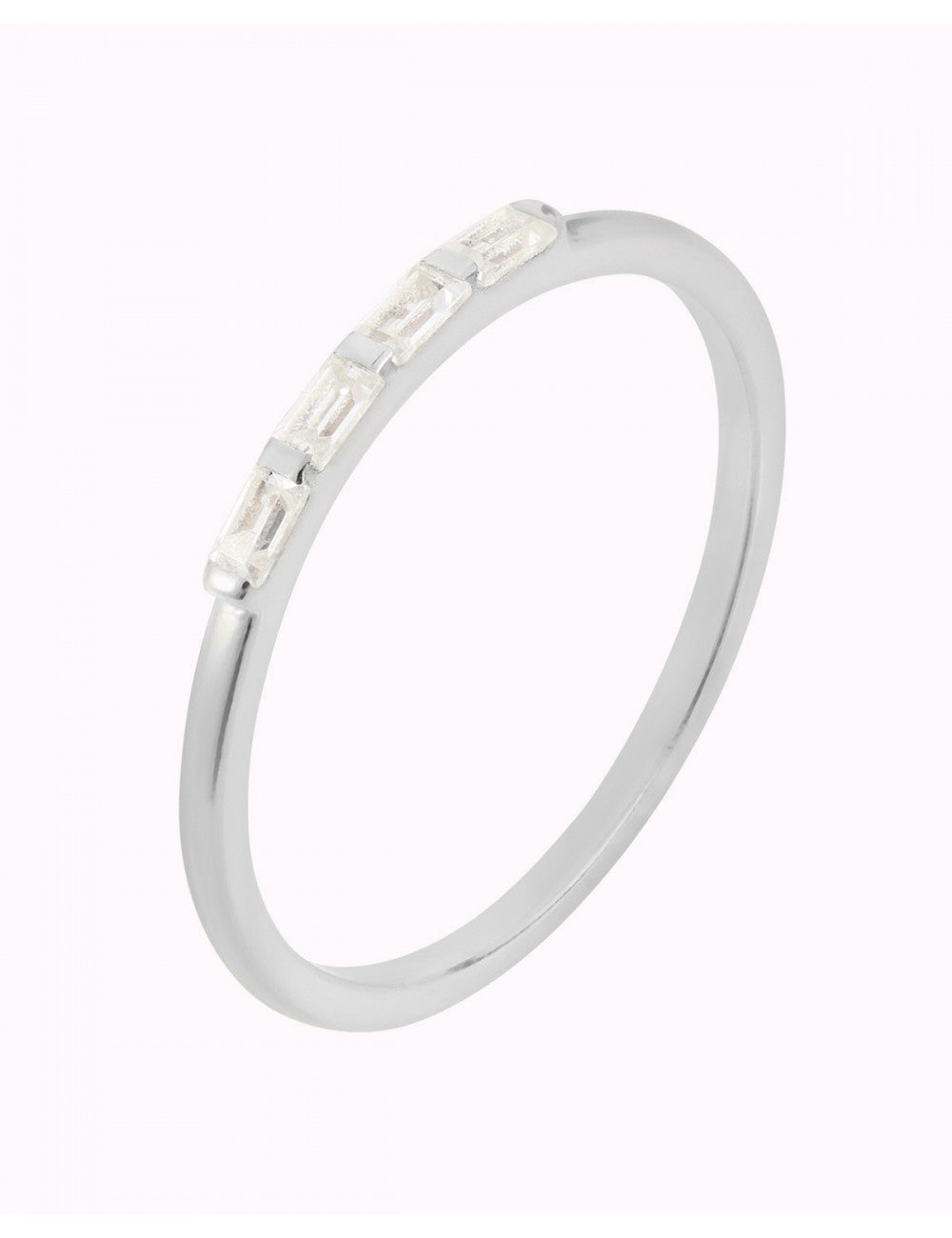 Bague fine avec zircons taille baguette sertis dans une barre