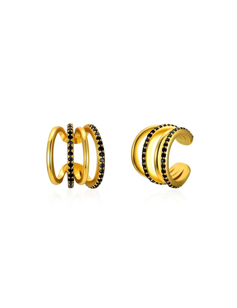 Pendientes conch ear cuff de 4 bandas con circonitas - Disponible en blanco y negro