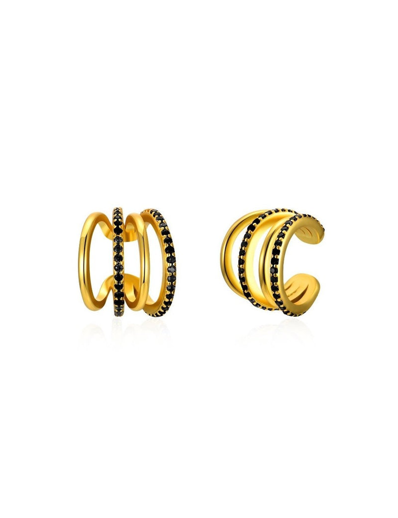 Pendientes conch ear cuff de 4 bandas con circonitas - Disponible en blanco y negro