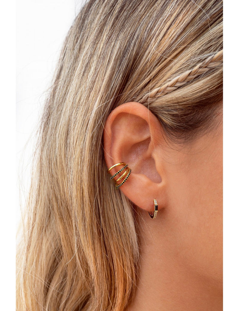 Pendientes conch ear cuff de 4 bandas con circonitas - Disponible en blanco y negro