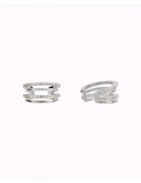 Pendientes conch ear cuff de 4 bandas con circonitas - Disponible en blanco y negro