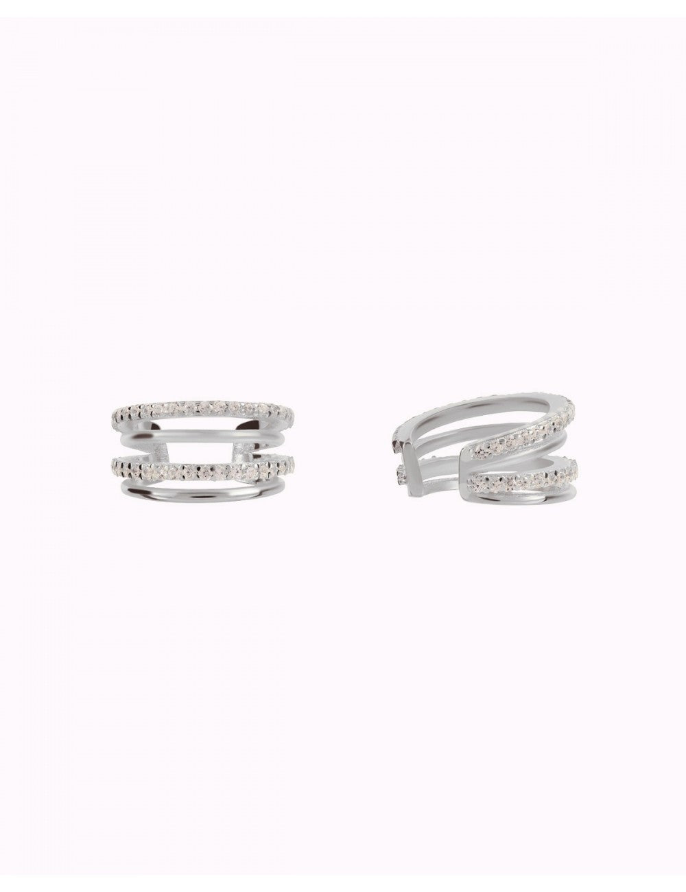 Pendientes conch ear cuff de 4 bandas con circonitas - Disponible en blanco y negro