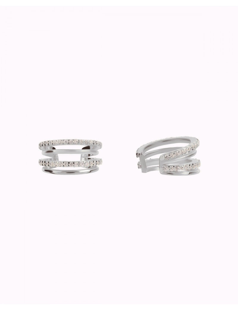 Pendientes conch ear cuff de 4 bandas con circonitas - Disponible en blanco y negro