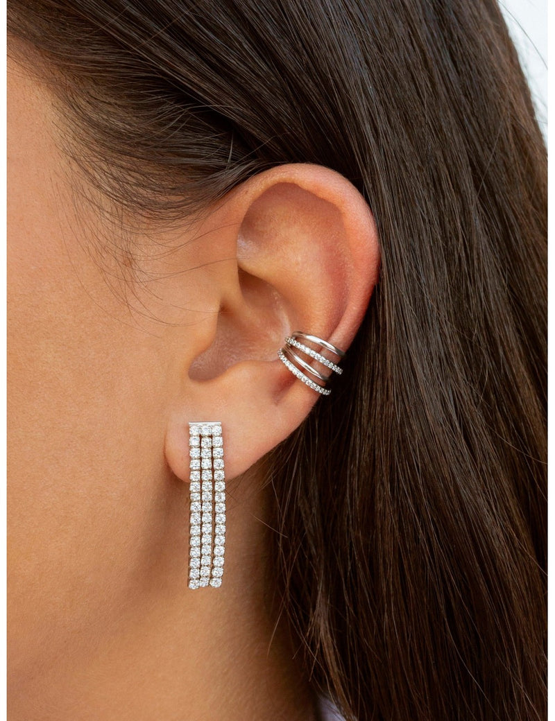 Pendientes conch ear cuff de 4 bandas con circonitas - Disponible en blanco y negro