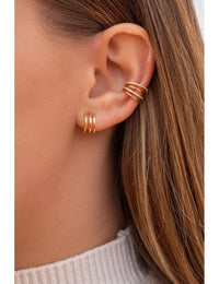 Pendientes conch ear cuff de 4 bandas con circonitas - Disponible en blanco y negro