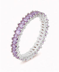 Tapered Baguette CZ Eternity Band Ring - Available in White, Black and Purple
