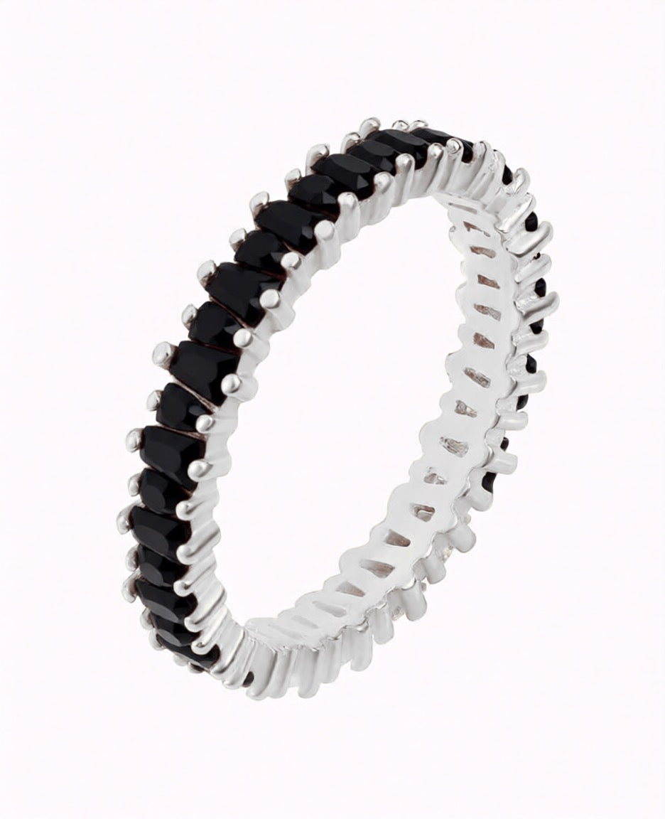 Tapered Baguette CZ Eternity Band Ring - Available in White, Black and Purple