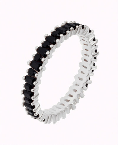 Tapered Baguette CZ Eternity Band Ring - Available in White, Black and Purple
