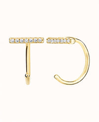 Pendientes de aro abierto en forma de barra con circonitas negras o blancas