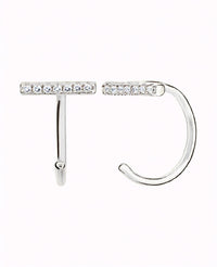 Pendientes de aro abierto en forma de barra con circonitas negras o blancas