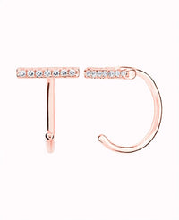 Pendientes de aro abierto en forma de barra con circonitas negras o blancas