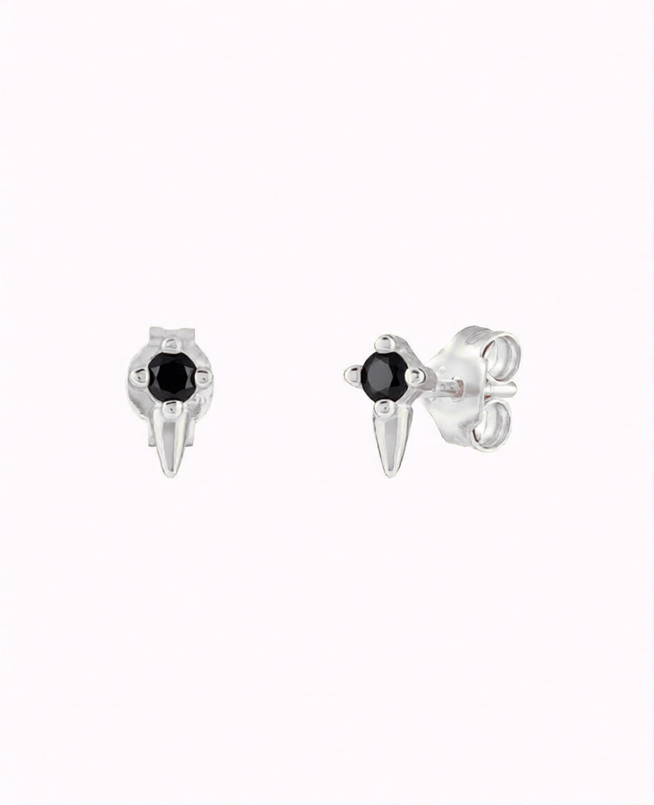 Pendientes stud mini en forma de pincho con circonitas - 4 colores disponibles: Turquesa, Morado, Blanco y Negro