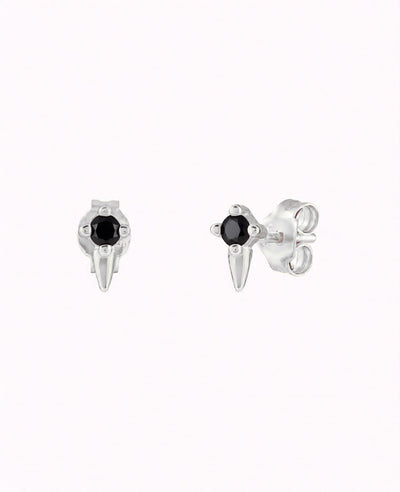 Pendientes stud mini en forma de pincho con circonitas - 4 colores disponibles: Turquesa, Morado, Blanco y Negro