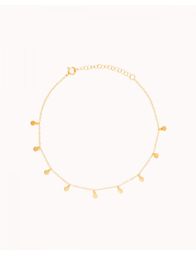 Bracelet de cheville avec pendentifs en forme de pièces de monnaie