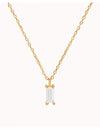 Baguette CZ Pendant Charm Necklace - Stone available in different colors
