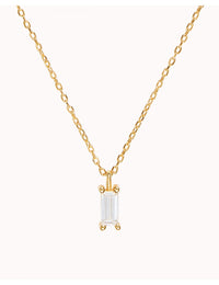 Baguette CZ Pendant Charm Necklace - Stone available in different colors