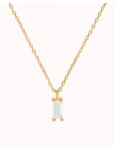 Collar con colgante de circonita en talla baguette - Piedra disponible en varios colores