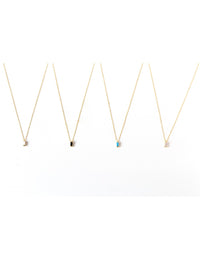 Baguette CZ Pendant Charm Necklace - Stone available in different colors