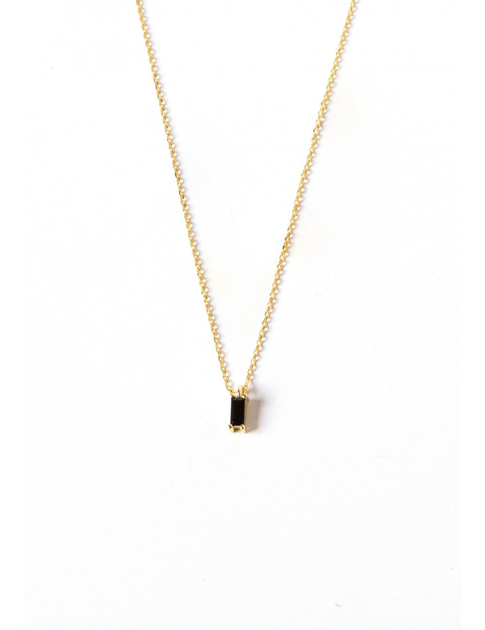Baguette CZ Pendant Charm Necklace - Stone available in different colors