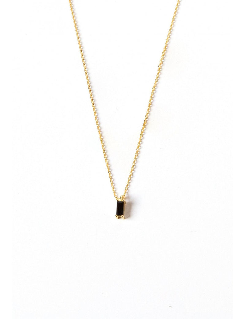 Baguette CZ Pendant Charm Necklace - Stone available in different colors