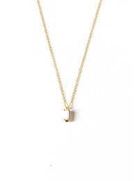 Baguette CZ Pendant Charm Necklace - Stone available in different colors