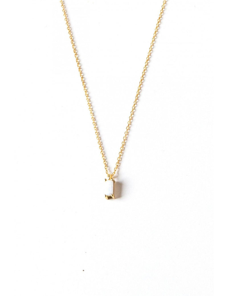 Baguette CZ Pendant Charm Necklace - Stone available in different colors