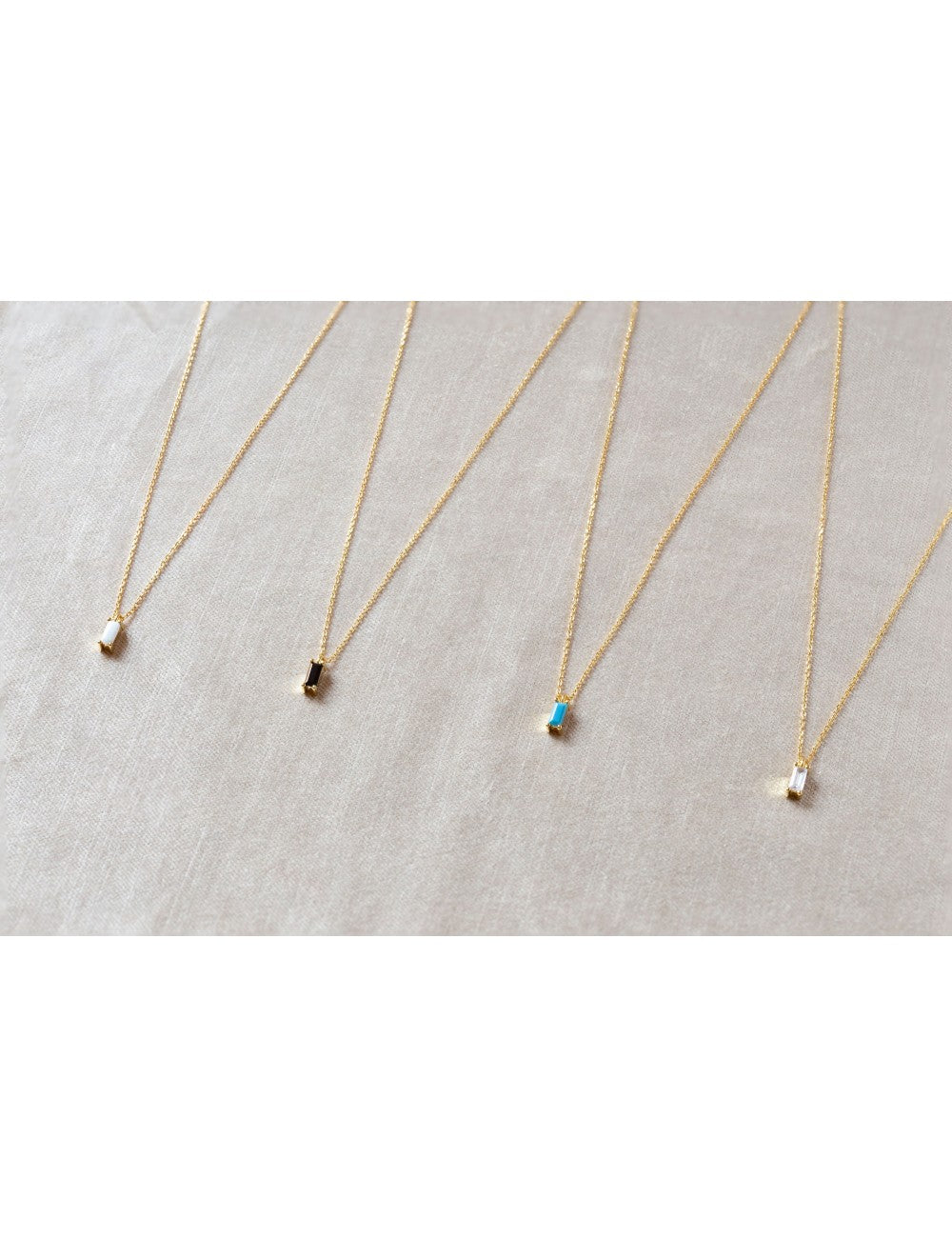 Baguette CZ Pendant Charm Necklace - Stone available in different colors