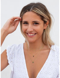 Baguette CZ Pendant Charm Necklace - Stone available in different colors