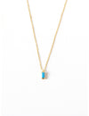 Baguette CZ Pendant Charm Necklace - Stone available in different colors