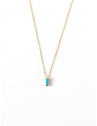 Baguette CZ Pendant Charm Necklace - Stone available in different colors