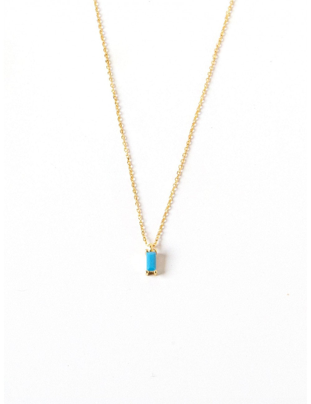 Baguette CZ Pendant Charm Necklace - Stone available in different colors