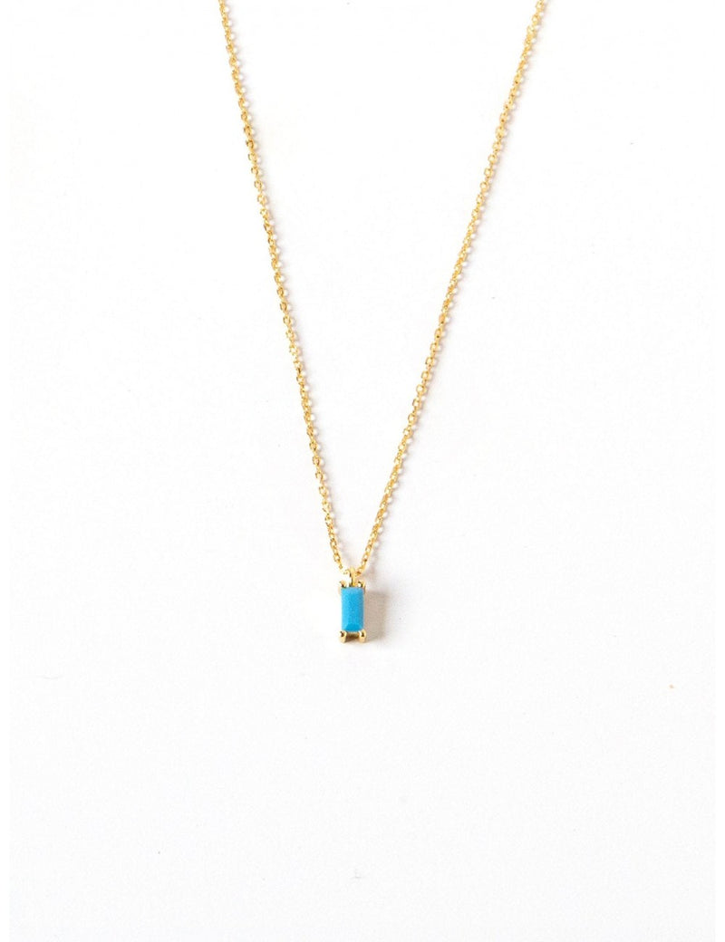 Baguette CZ Pendant Charm Necklace - Stone available in different colors