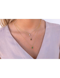 Baguette CZ Pendant Charm Necklace - Stone available in different colors