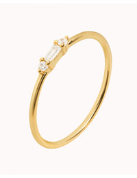 Feiner Ring mit kleinen Baguette- und Rundschliff-Zirkonen