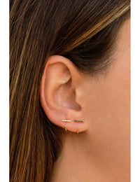 Pendientes de aro abierto en forma de barra con circonitas negras o blancas