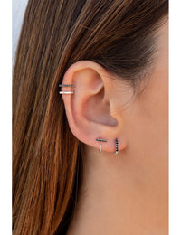 Pendientes de aro abierto en forma de barra con circonitas negras o blancas