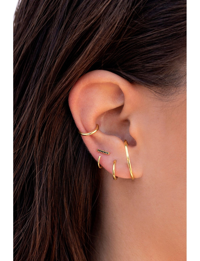 Pendientes de aro abierto en forma de barra con circonitas negras o blancas