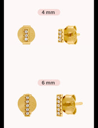 Pendientes stud en forma de barra con circonitas - Dos tamaños disponibles