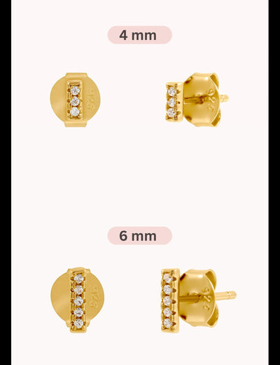 CZ Bar Shaped Stud Earrings - Two sizes available