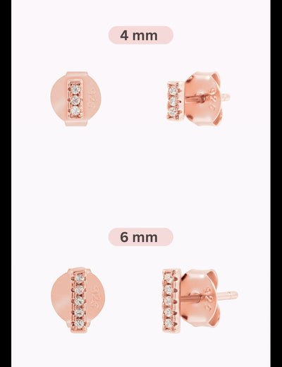 CZ Bar Shaped Stud Earrings - Two sizes available