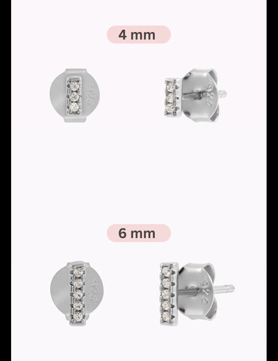 CZ Bar Shaped Stud Earrings - Two sizes available