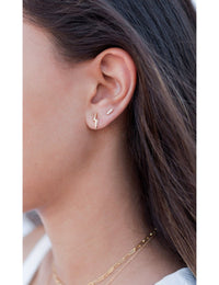 Pendientes stud en forma de barra con circonitas - Dos tamaños disponibles