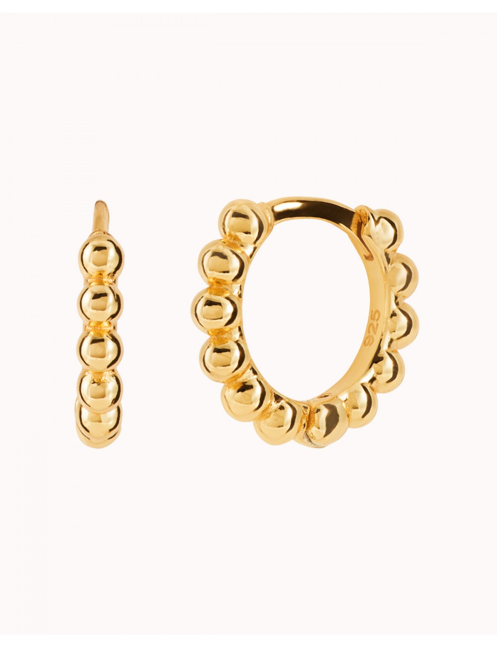 Pendientes pequeños de aro huggie de bolitas - 4 tamaños disponibles