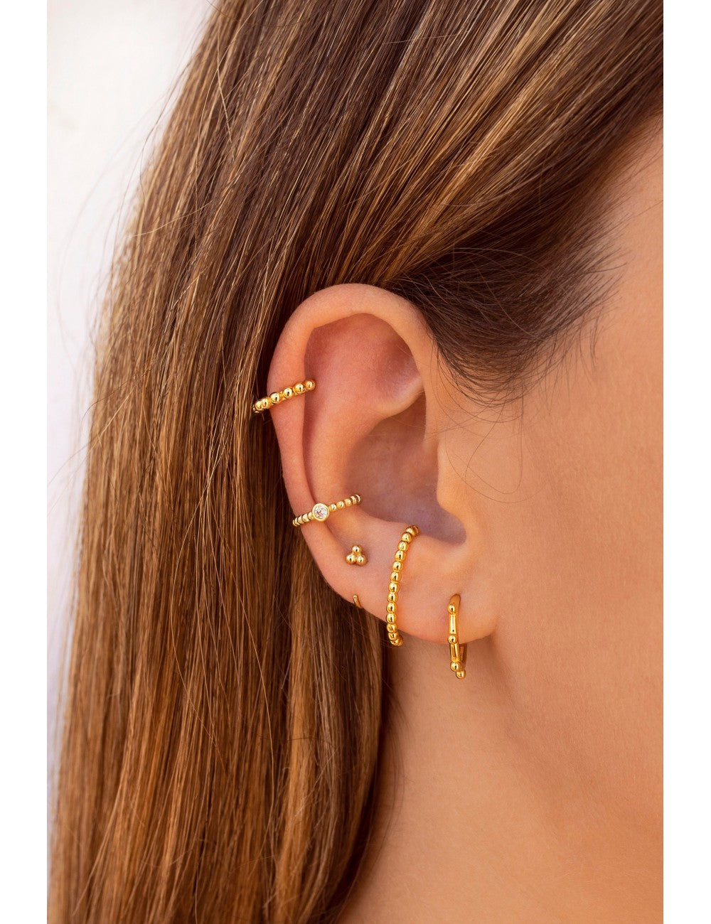 Pendientes pequeños de aro huggie de bolitas - 4 tamaños disponibles