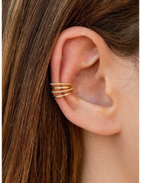 Beaded & Smooth 4 Bands Conch Ear Cuff Earrings